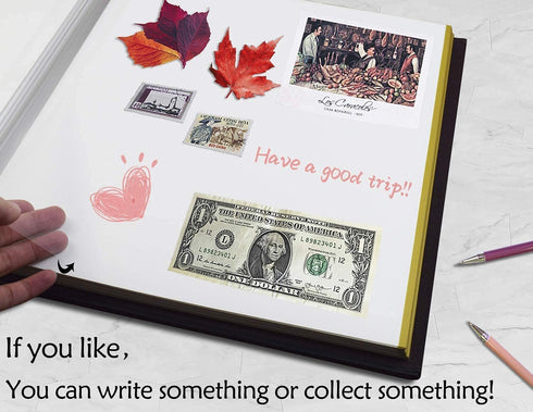 Golden State Art, Self Adhesive Magnetic Photo Album, Self-Stick Albums Holds 3X5, 4X6, 5X7, 6X8, 8X10 DIY Photos-10.6 x 11.4 Inch (Leather Black, 40 Pages, with Front Cover Opening)