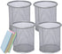 Qualsen Pen Holder for Desk 4 Pack, Mesh Desk Organizer Pencil Holder for Desk, Mesh Pen Holders Office Pen Organizer Silver, 4 Pack