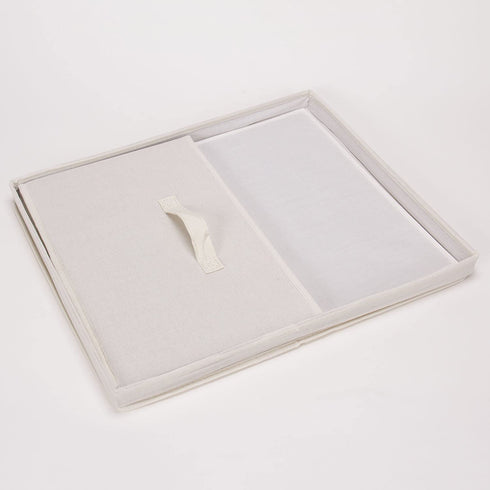 Household Essentials 115 Storage Box with Lid and Handle | Natural Beige Canvas | Jumbo