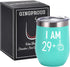 29 Plus One Middle Finger Wine Tumbler 30th Birthday Gifts for Women, Turning 30 Funny Tumbler Gifts Idea for Friends Her Wife Mom Coworkers, 12 Oz Insulated Tumbler Glasses, Mint