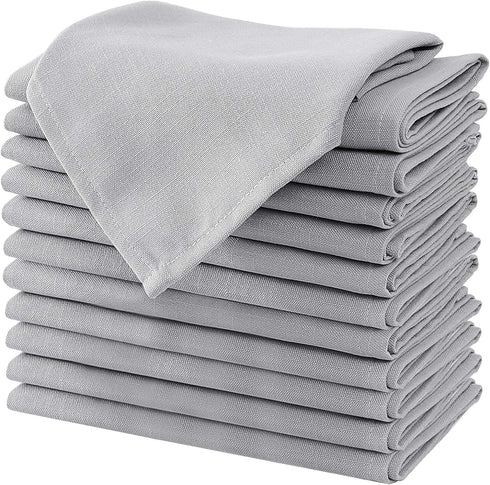 Cloth Napkins Set of 12 (18" X 18") Linen Textured Dinner Napkins Waterproof Extra Soft Thick Durable Reusable Napkins With Hemmed Edges for Family Dinners, Weddings and Everyday Use, Grey