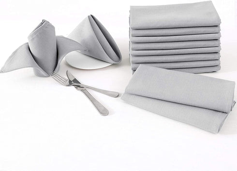 Cloth Napkins Set of 12 (18" X 18") Linen Textured Dinner Napkins Waterproof Extra Soft Thick Durable Reusable Napkins With Hemmed Edges for Family Dinners, Weddings and Everyday Use, Grey