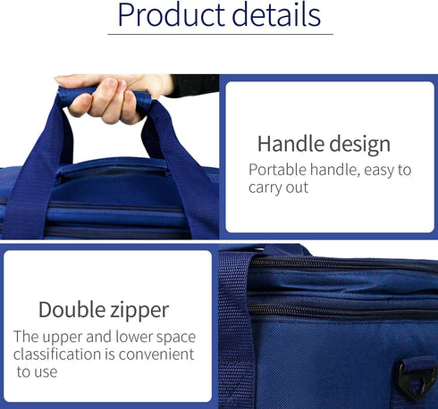 BLBL Insulated Cooler Bag,Collapsible fresh-keeping Bag, large Shopping Bags, Hot & Cold Food Delivery lunch lightweight, washable, Suitable for Camping, Picnic& Beach, Blue