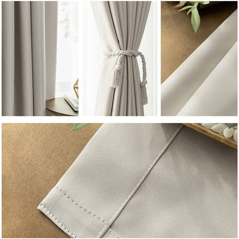 IYUEGO Pinch Pleat Solid Thermal Insulated 95% Blackout Patio Door Curtain Panel Drape for Traverse Rod and Track, Beige 52" W x 102" L (One Panel)