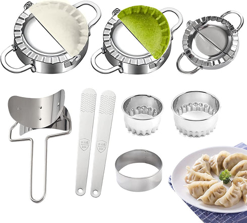 Dumpling Maker Stainless Steel Dumpling Mold Dumpling Mould Set, for ravioli maker Empanadas Pastry Pie DIY Handmade 9 Pieces Sets Kitchenware