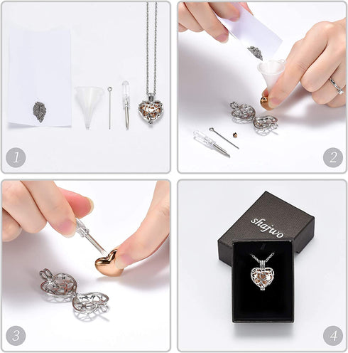 shajwo Cremation Jewelry Heart Urn Necklaces for Ashes for Women Flower Memorial Mini Keepsake Ashes Hollow Pendant