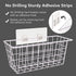 MaraFansie Wall Wire Baskets Bin No Drilling Adhesive Hanging Baskets Wall Mounted for Cabinet & Pantry Organization and Kitchen, Bathroom, Bedroom Storage, 2 Pack, White