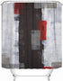 Emvency Fabric Shower Curtain Curtains with Hooks Black Modern Red and Grey Abstract Painting White Wall Acrylic Contemporary Gallery Lines Squares Interior 66"X72" Waterproof Decorative Bathroom