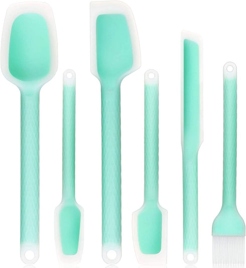 Silicone Spatula Set, Heat-Resistant Spatula - Non-Stick Rubber Spatula for Cooking, Baking, and Mixing (6 Piece Set, Aqua Sky)