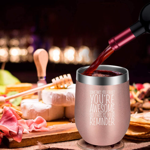 Thank You Tumbler, Teacher Appreciation Gifts for Women - Graduation Gifts, Proud of You Gifts for Her - Funny Mothers Day Gifts for Friend, Mom, Coworker, Wife, Daughter, Lady - GSPY Wine Tumbler Cup