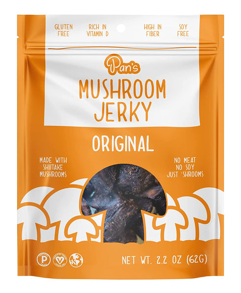Pan's Mushroom Jerky, Organic, Vegan Snacks, Dried Mushrooms Shitake, Plant based Jerky, Meatless Jerky, Gluten Free, High in Fiber, with Original flavor (2.2 Ounce, Pack of 1)