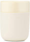 W&P Porter Ceramic Mug w/ Protective Silicone Sleeve, Cream 12 Ounces | On-the-Go | Reusable Cup for Coffee or Tea | Portable | Dishwasher Safe