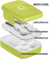 LS LifeStyle Bento Lunch Box 5 Compartments For Kids, Adults Leakproof, Microwave and Dishwasher Safe, BPA Free Container (Fork + Spoon included) (Green)