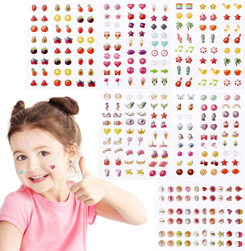 Konsait 318pcs 159Pairs Stick on Earrings 3D Gems Glitter Crystal Sticker Earrings Sticky Self-Adhesive Earrings for Little Girls Toddlers Dress up Pretend Princess Play Jewelry Accessories for Kids
