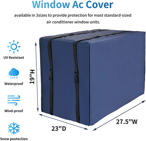 Qualward Window Air Conditioner Covers for Outside Units Dust-Proof Waterproof Window AC Outdoor Cover for Winter (27.5" W x 19" H x 23" D)