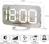 Miowachi Digital Alarm Clock,Large Mirrored LED Clock,Snooze,Dim Night Light 2 USB Charger Ports Desk Alarm Clocks for Bedroom Decor (White)