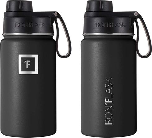 IRON °FLASK Sports Water Bottle - 14 Oz, 3 Lids (Spout Lid), Leak Proof, Vacuum Insulated Stainless Steel, Double Walled, Thermo Mug, Metal Canteen