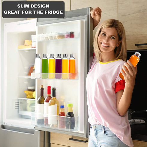 Brieftons Glass Water Bottles With Caps: Clear, 6 Pack, 18 Oz, Leakproof Lids, Premium Soda Lime, Best As Reusable Drinking Bottle, Sauce Jar, Juice Beverage Container, Kefir Kit, With Cleaning Brush