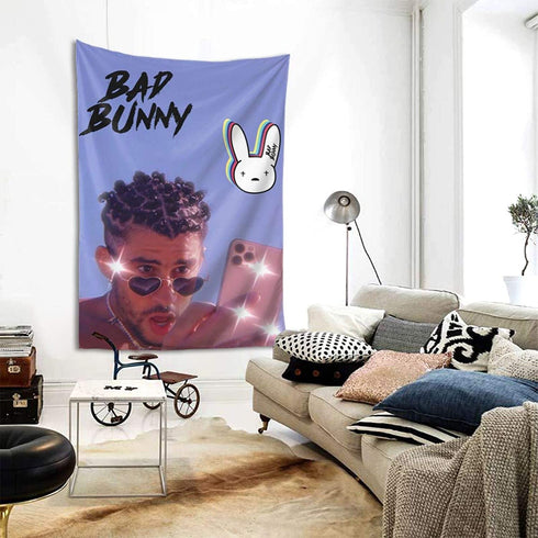 prappront Tapestry Bad Sunshine Bunny Poster Home Art Wall Hanging HD Print Living Room Bedroom Decor Flag 60 x 40 Inch