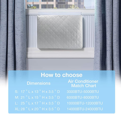 Indoor Air Conditioner Cover, AC Unit Window Cover for Inside Double Insulation with Elastic Drawstring 21 x 15 x 3.5 inches (L x H x D)