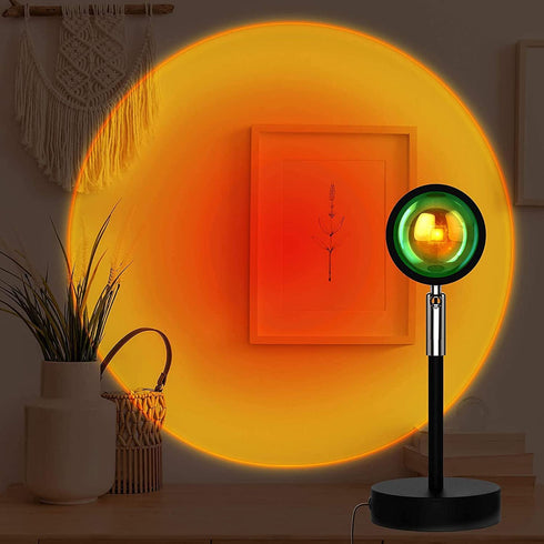 Sunset Light Rainbow Projection Lamp, LED 90 Degree Night Light, Network Red Light with USB Modern Floor Stand Night Light Living Room Bedroom Decor