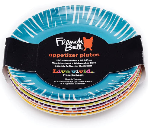 French Bull Assorted Plates-6 Piece Set-Melamine Dinnerware, Serving, Party, Platter, Dish, 6" Fringe Appetizer