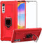 Strug for LG Velvet/LG Velvet 5G Case?Soft TPU Armor Heavy Duty Shockproof Protection Built-in 360 Rotatable Ring Magnetic Car Mount Case with Tempered Glass Screen Protector(Red)