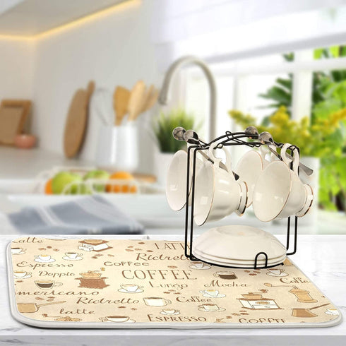 Coffee Maker Placemat Coffee Bar Mat Easy to Clean XL 18 x 24 Coffee Time