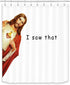 LB Jesus Christ Shower Curtain Funny Quotes I Saw That Christian Shower Curtains for Bathroom with Hooks 60x72 inch Waterproof Polyester Fabric Bathroom Decorations