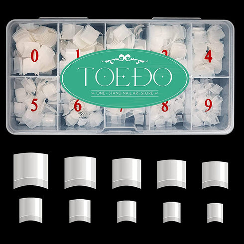 Short Nail Tips - TOEDO 1000PCS French Short Style Nail Tip Natural Acrylic Nail Tips 10 Sizes False Nails for Nail Art Salon