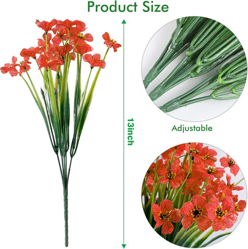 20 Bundles Artificial Outdoor Flowers UV Resistant Fake Flowers No Fade Faux Plastic Greenery Shrubs Garden Porch Window Box Decorating(Orange)