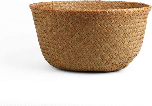 BlueMake Woven Seagrass Belly Basket for Storage Plant Pot Basket and Laundry, Picnic and Grocery Basket (Large, Original)
