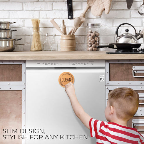 TEYGA Dishwasher Magnet Clean Dirty Sign - New Round Design, Bamboo, Kitchen Dishwasher Magnet Clean Dirty Sign, Available in 5 Colors A Clean Dishes Dirty Dishes Indicator