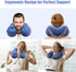 Extra-Compact Travel Neck Pillow, 100% Soft Velvet Inflatable Neck Support Airplane Pillows with 3D Eye Mask and Earplugs for Adults Kids, Best Travel Essentials for Sleeping / Reading / Camping(Blue)