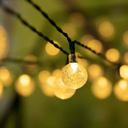 Solar String Lights Outdoor 60 Led 35.6 Feet Crystal Globe Lights with 8 Lighting Modes, Waterproof Solar Powered Patio Lights for Garden Yard Porch Wedding Party Decor (Warm White)