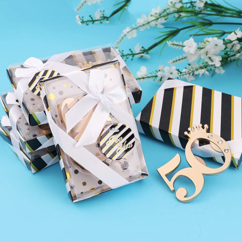 12 pcs Wedding Souvenir for Guests,Number 50 Golden Wedding Beer Bottle Openers for 50th Wedding Anniversary 50th Bottle Opener Birthday Party Favor Souvenirs or Decor