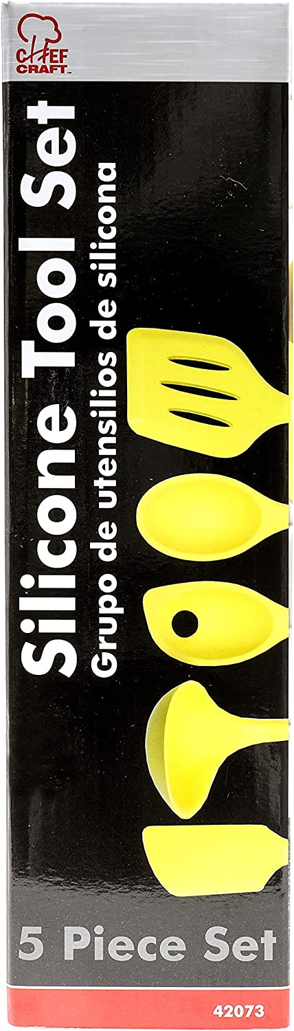 Chef Craft Premium Silicone Kitchen Tool and Utensil Set, 5 Piece, Yellow