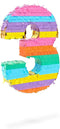 Small Rainbow Pinata Number 3 for Kids 3rd Birthday Party (11.4 x 16.5 x 3 In)