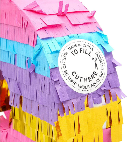 Small Rainbow Pinata Number 3 for Kids 3rd Birthday Party (11.4 x 16.5 x 3 In)