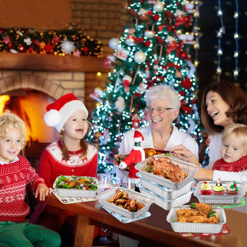 Hemoton 20pcs Foil Pans with Lids Disposable Rectangular Food Containers Foil Pans with Covers Takeout Pans for Holiday Festival Christmas