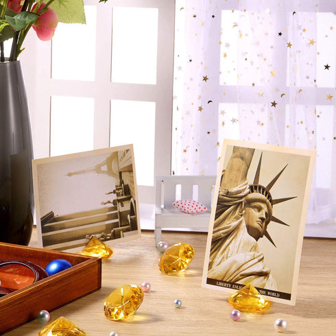 Boao 24 Pack Place Card Holders Harp-Clip Table Number Holder Diamond Acrylic Crystal Table Card Stands for Party Wedding Table Decorations (Gold)