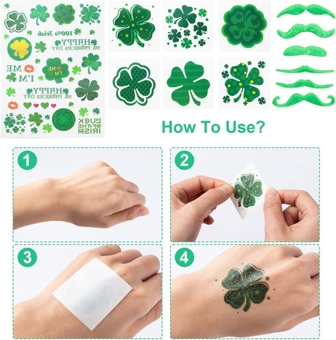 JOYIN 97PCS St. Patrick's Day Party Favor Accessories, 6 Serve Dressing-up Set, with Shamrock Hat Headband, Necklace, Bow Headband, Sequin Bow, Beards,Shamrock Tattoo,Sticker for Party Decoration