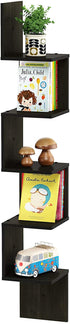 Furinno Rossi Wall Mount Floating Corner Shelf, 5-Tier Square , Espresso