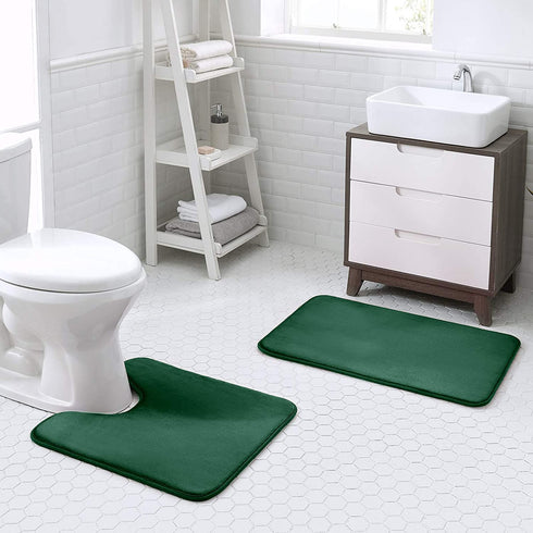 Walensee Extra Thick Memory Foam Bath Rug (17x24 Hunter Green) Non Slip Absorbent Super Cozy Velvet Bathroom Mat, Luxury Soft Plush Small Carpet for Bath Room Shower Floor Tub, Machine Wash Dry