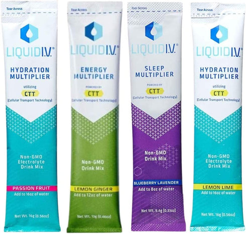Liquid I.V. Hydration Multiplier Individual Stick Packs (4 Flavor Combo)