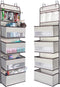 NesTidy Over The Door Organizer Storage, Wall Mount Hanging Organizer with 4 Large Capacity Pocket Organizers and 3 Small Pockets for Baby Essentials, Toys, Cosmetics, and Sundries (Beige, 1 Pack)