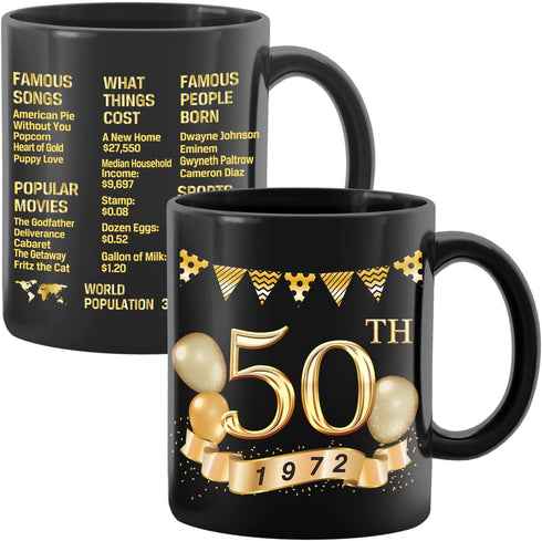 Greatingreat 1972 Old Time Information-50th Birthday Mug, Happy 40 Birthday Party, Turning 50 Birthday, 50th Bday For Her & Him, Fifty Birthday Mug, Milestone Birthday
