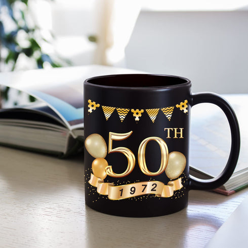 Greatingreat 1972 Old Time Information-50th Birthday Mug, Happy 40 Birthday Party, Turning 50 Birthday, 50th Bday For Her & Him, Fifty Birthday Mug, Milestone Birthday
