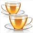 Teabloom Royal Teacup and Saucer Set 2-Pack Standard Teacup Size 6 OZ/ 180 ML Capacity Crystal Clear Classic Design Premium, Healthful Borosilicate Glass Durable and Heat Resistant