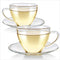 Teabloom Royal Teacup and Saucer Set 2-Pack Standard Teacup Size 6 OZ/ 180 ML Capacity Crystal Clear Classic Design Premium, Healthful Borosilicate Glass Durable and Heat Resistant